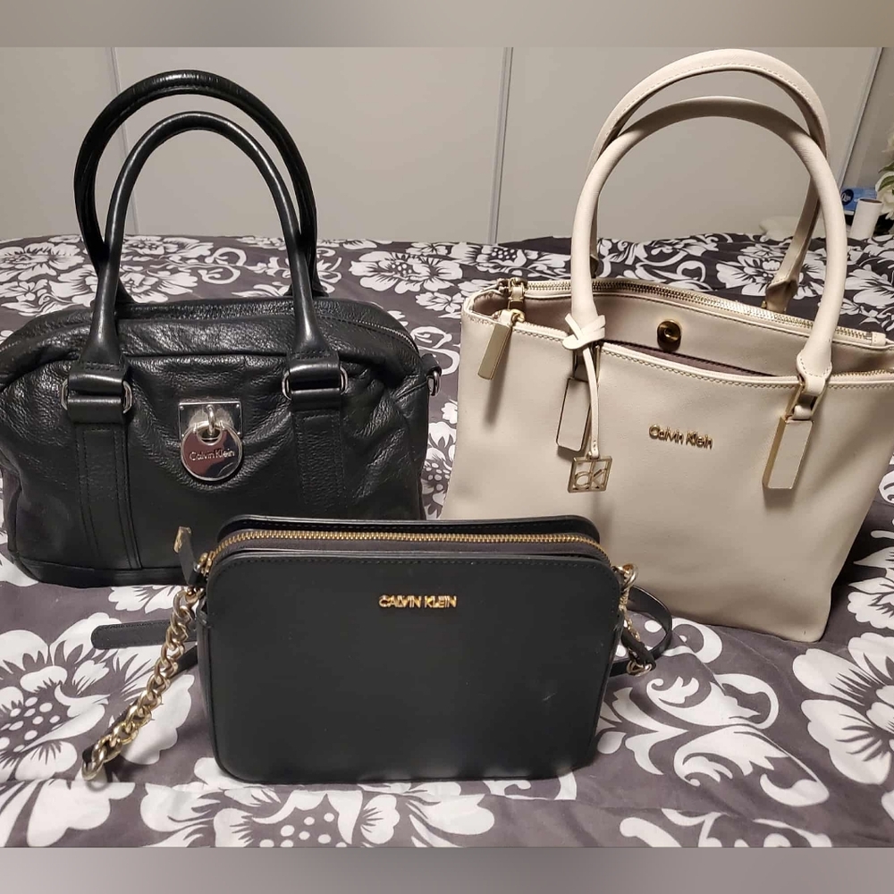 Calvin Klein Black and Cream Satchel Trio